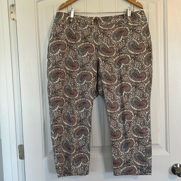 Talbots The Perfect Crop Paisley Pants Size 18 Petite - Picture 2 of 7